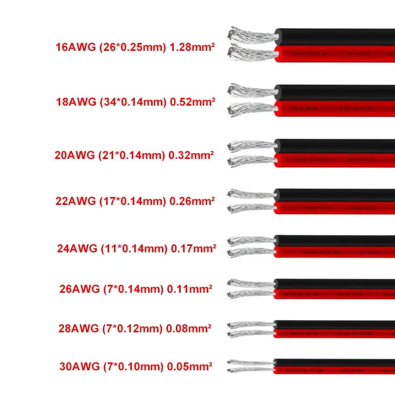 Bytebattle 2-adriges Reinkupferkabel UL2468 Anschlusskabel Rot und Schwarz 16AWG-30AWG 300V - Bild 4
