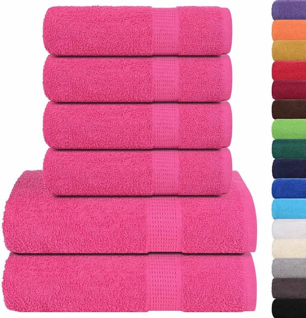 vidaXL 6-teiliges Handtuch-Set aus 100% Baumwolle in Rosa, 360 g/m² - Bild 1