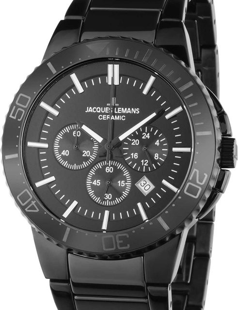 Jacques Lemans Chronograph, Keramik, Edelstahl, Quarz, 43 mm, Herren - Bild 1