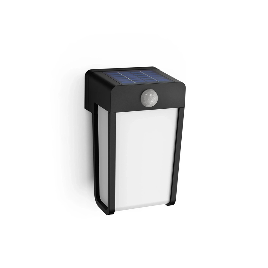 Philips Shroud Solar LED Außenwandleuchte mit Bewegungsmelder und Dämmerungssensor, Schwarz Matt, Warmweiß - Bild 2