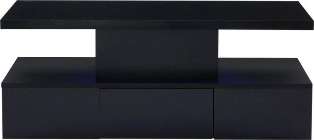 okwish Couchtisch mit LED-Licht und Schiebeschublade in Schwarz, B/T/H: 100 x 50 x 39 cm - Bild 1