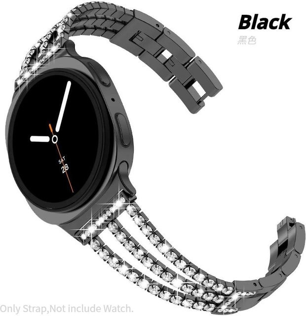 XIAOLU Uhrenarmband Edelstahl, Diamant, Zirkonia, schwarz, Damen - Bild 1