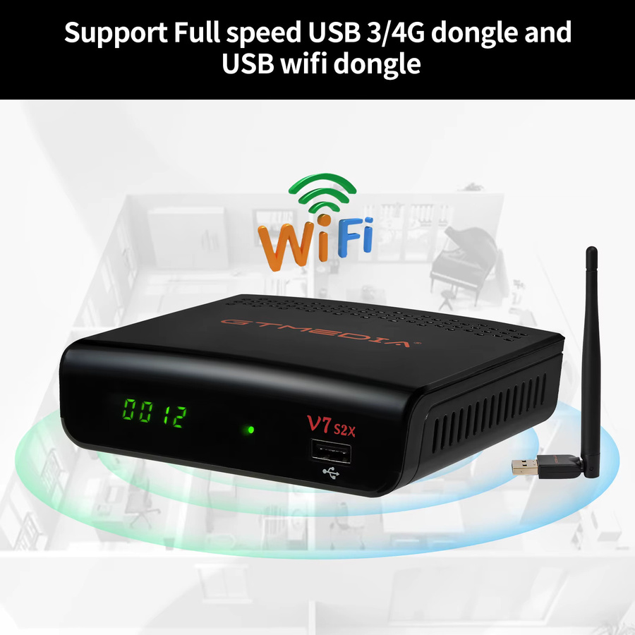 GTMEDIA V7 S2X Satellitenreceiver Full HD 1080P in Schwarz mit DVB-S/S2/S2X und USB-WLAN-Unterstützung - Bild 2