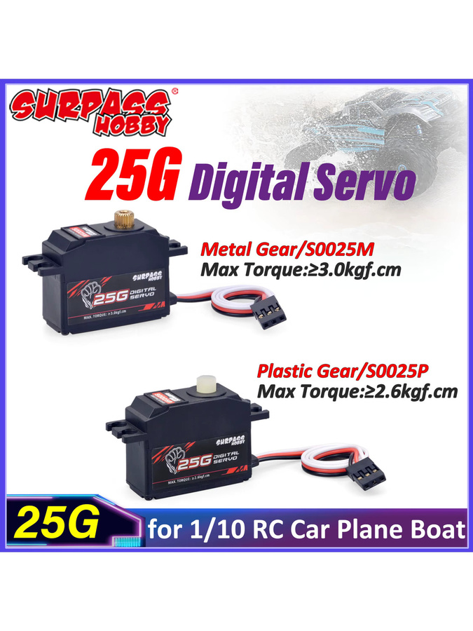 SURPASS Hobby Digital Servo S0025P S0025M, Metall/Kunststoff-Getriebe, 1:10 - Bild 4