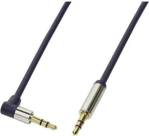 LogiLink Audio Anschlusskabel 3,5 mm Klinke Dunkelblau matt 90 Grad gewinkelt Länge: 0,5 m - Bild 1