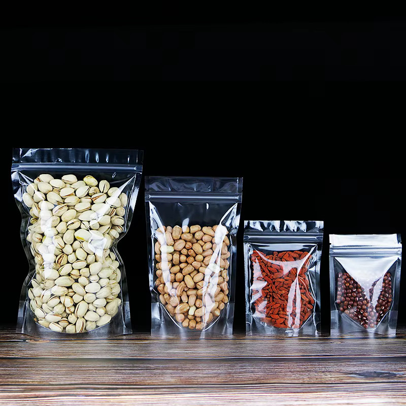 50 Stück transparente Stand-Up-Plastiktüten mit Reißverschluss zur Aufbewahrung von Snacks und Lebensmitteln - Bild 2
