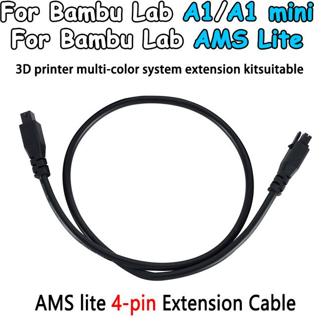 Bambu Lab 4-poliges Verlängerungskabel für AMS lite und A1/A1 mini 3D-Drucker, 1 m, Schwarz - Bild 1