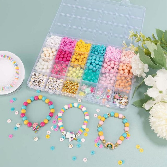 QIAO Schmuckherstellungsset mit Charms, Kinder, 8 mm bunte Perlen - Bild 1
