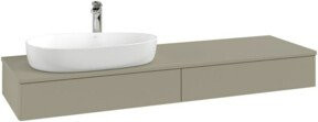 V&B Waschtischunterschrank Antao mit Frontstruktur und Beleuchtung in Glossy White Lacquer und Grau, Breite: 160 cm, Tiefe: 50 cm - Bild 1