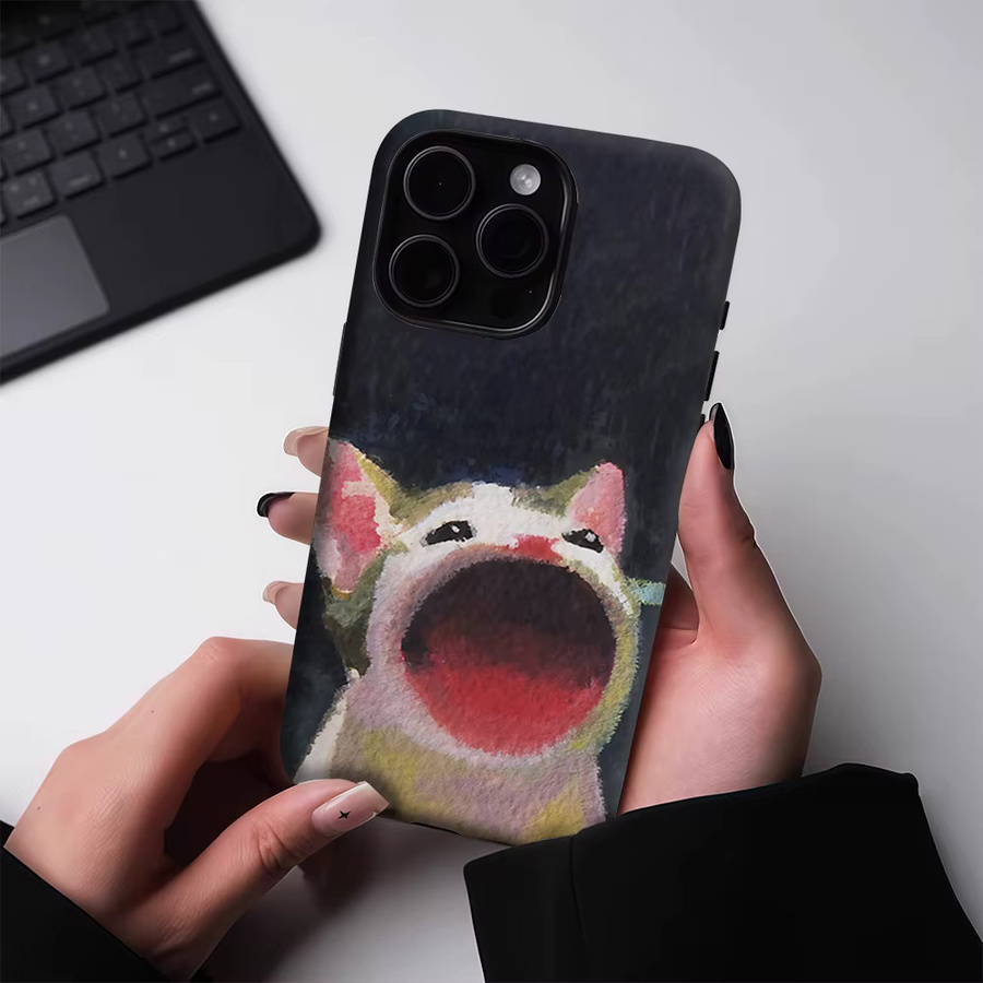 Magnetische Handyhülle mit abstraktem Ölgemälde Katze für iPhone 17 16 15 14 13 Pro Max Plus von Potdemiel in Multicolour - Bild 4