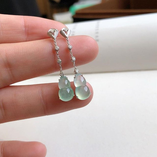 Ohrringe Eis-Chalcedon Kürbis, Silber, Kupfer, Zirkonia, Damen - Bild 1