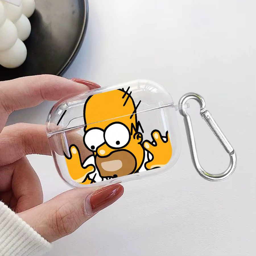The Simpsons Cartoon Schutzhülle für AirPods Pro, Pro 2, Pro 3, AirPods 1, 2, 3, 4, transparent - Bild 1