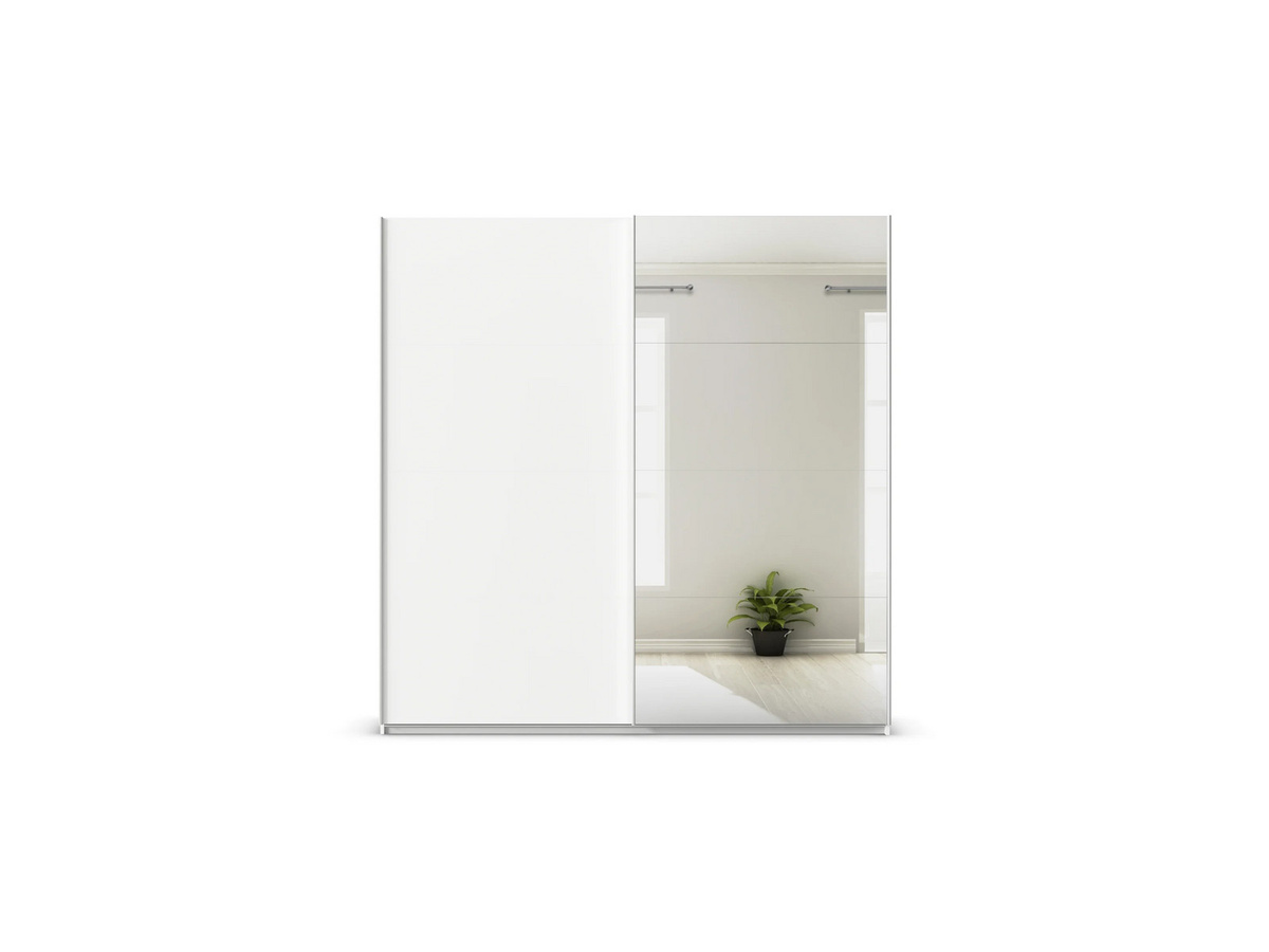 RAUCH Quadra Schwebetürenschrank mit Spiegelelementen und integrierten Schubladen, Korpus Weiß, B: 230 cm, H: 210 cm, T: 62 cm - Bild 3