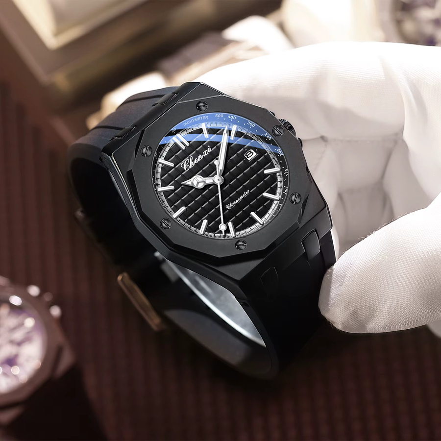 CHENXI Armbanduhr, Quarz, Silikon, Schwarz, Herren - Bild 3