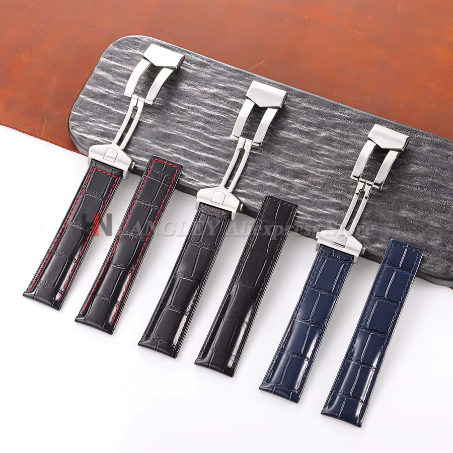 Uhrenarmband Rindsleder, Krokodilmuster, Faltschließe, Herren - Bild 2