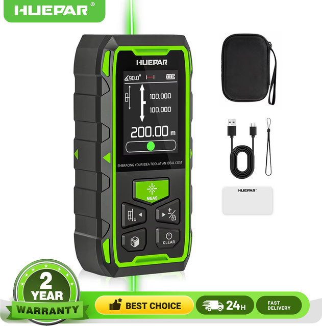 Huepr Dual Green Laser-Entfernungsmesser mit LCD-Display und hoher Genauigkeit, Farbe: Grün - Bild 1
