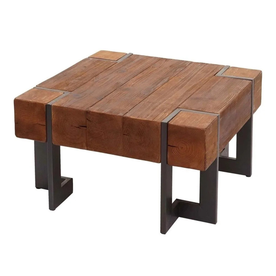 Couchtisch MCW-A15 aus massivem Tannenholz in Braun im Industrial Look, B/T/H: 70 x 70 x 40 cm - Bild 3