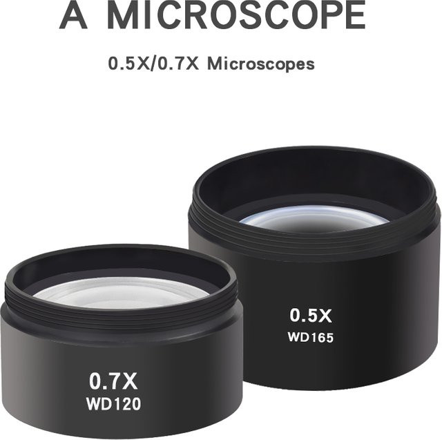 Western Digital WD165 0,5X und WD120 0,7X Trinokular Mikroskop Barlow Objektiv Zoom Stereo Mikroskop Kamera Hilfsobjektiv in Schwarz - Bild 1