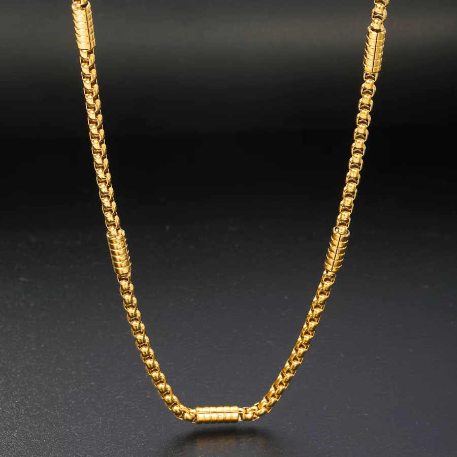 LUXUSTEEL Halskette Edelstahl, Gold, Unisex - Bild 2