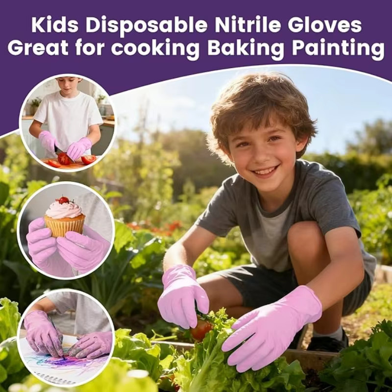 INMAICH Kinder-Nitril-Einweghandschuhe latexfrei für Basteln und Gartenarbeit in Blau und Pink - Bild 3