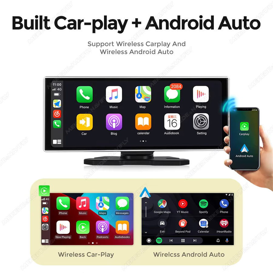 MEKEDE Universelles Dashboard-Display mit 11,26 Zoll Multimedia-Bildschirm, 1920*720 Auflösung, kabelloses CarPlay und Android Auto, Farbe: Schwarz - Bild 3