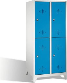 C+P Doppelstockspind Classic mit 4 Fächern und Türen, Farbe Front Lichtblau und Korpus Lichtgrau, H x B x T: 185 x 81 x 50 cm - Bild 1