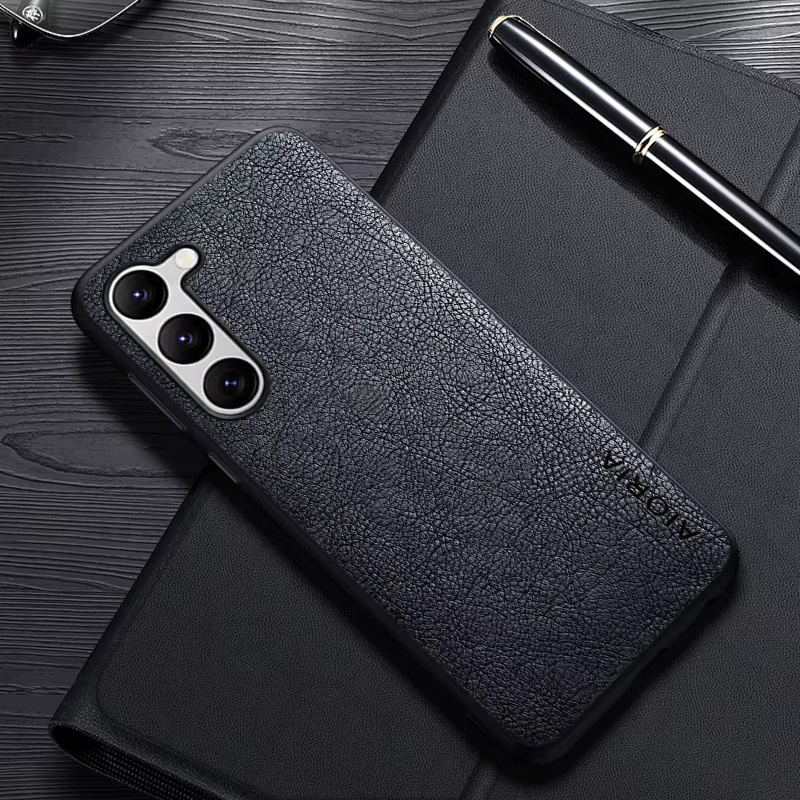 Samsung Luxus Leder Business Cover für Galaxy S23 FE und Galaxy S23 Ultra in Schwarz - Bild 1
