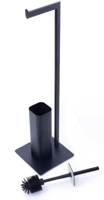 Swiss Aqua Technologies Toilettenbürste mit Toilettenpapierhalter aus Silikon und Metall in Schwarz Matt, Höhe: 72 cm, Breite: 20 cm, Tiefe: 20 cm - Bild 1
