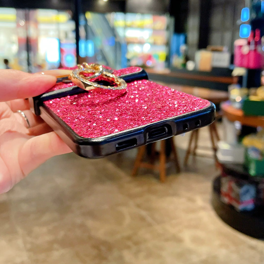 Funkelnde Samsung Galaxy Z Flip Handyhülle mit künstlichen Diamanten und Ring-Schnalle in Weiß für Samsung Galaxy Z Flip 8 7 6 5 4 3 FE - Bild 3