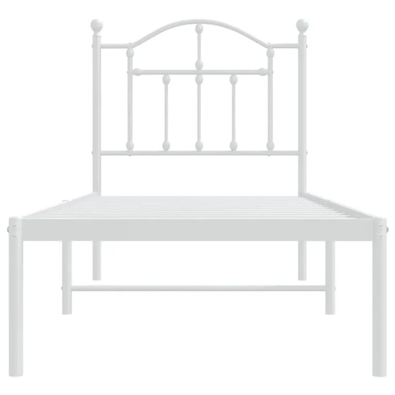 Vidaxl Metallbett mit Kopfteil in Weiß, klassisch und minimalistisch, B/T/H: 75 x 190 cm - Bild 2