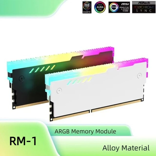 LDPCSJ RM-1 RAM-Kühlweste ARGB Kühlkörper für Desktop-Computerspeicher DDR2 DDR3 DDR4 DDR5, Schwarz, 5V-3PIN, Aura Sync kompatibel - Bild 1