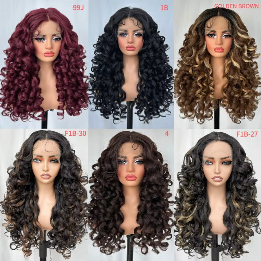 X-TRESS Haarperücke, Schwarz, Lange Lockige Haare, Damen, 22 Zoll - Bild 6