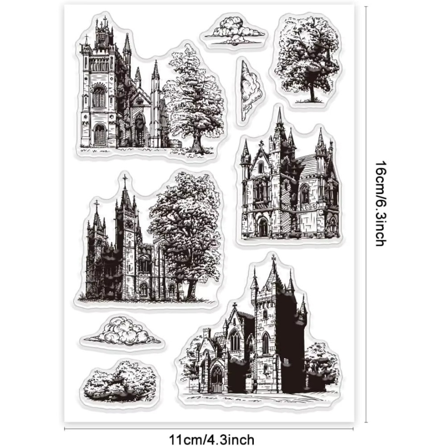 Transparente Stempel Retro Castle für Scrapbooking und DIY Kartenherstellung - Bild 5