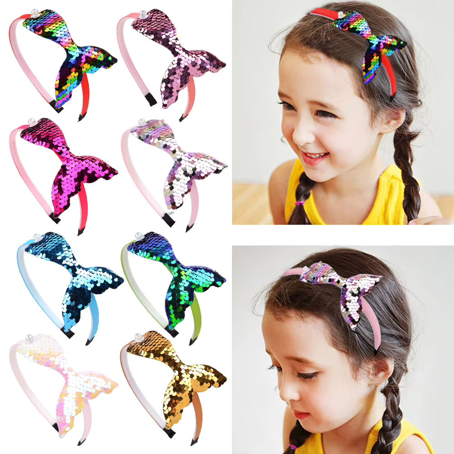 KIDS BOWS Stirnbänder, Meerjungfrau, Pailletten, Regenbogen-Perlen, Kinder - Bild 2