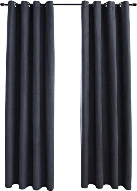 vidaXL Verdunkelungsvorhänge mit Metallösen, 2 Stück, Anthrazit, B: 140 cm, H: 175 cm - Bild 1