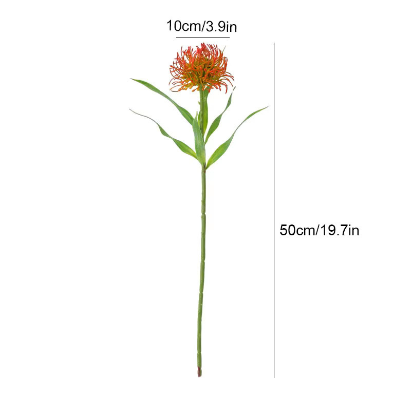 Künstliche Nadelkissenblume von WQNJIN in Grün und Orange als moderne Dekoration für Tisch und Hochzeit in Keramik-Optik - Bild 2