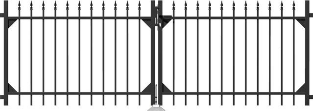 Metallzaun Chaussee Doppeltor aus Aluminium in Schwarz Matt, Höhe: 301 cm, Breite: 100 cm - Bild 1