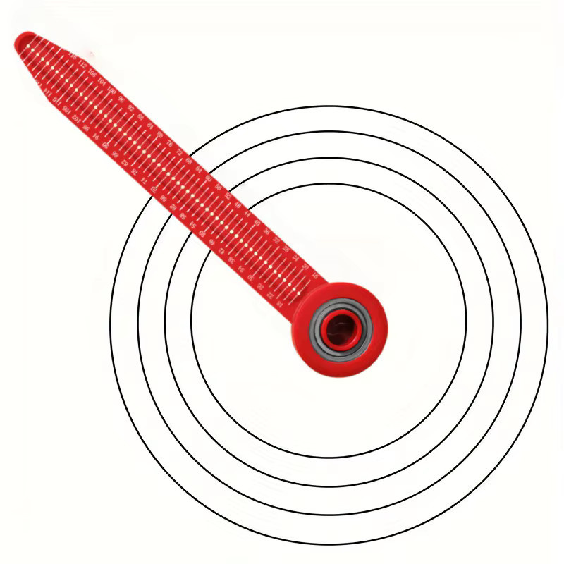 FNICEL Präzisions-Holzbearbeitungs-Zirkel und Anreißlineal mit Lochlehre in Rot für hochpräzises Markieren und Messen - Bild 2
