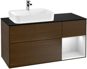V&B Finion Waschtischunterschrank mit LED-Beleuchtung und Regalfächern, Breite: 120 cm, Weiß lackiert - Bild 1