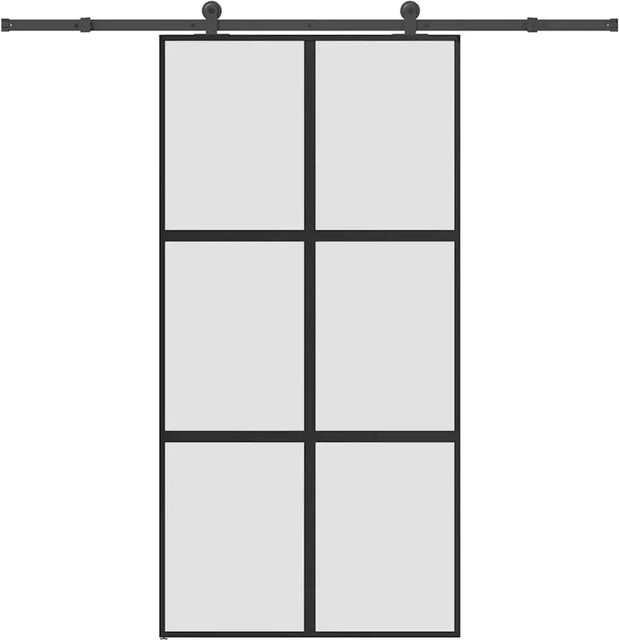 vidaXL Schiebetür aus Hartglas und Aluminium in Schwarz mit Beschlag, B/H: 102,5 x 205 cm - Bild 1