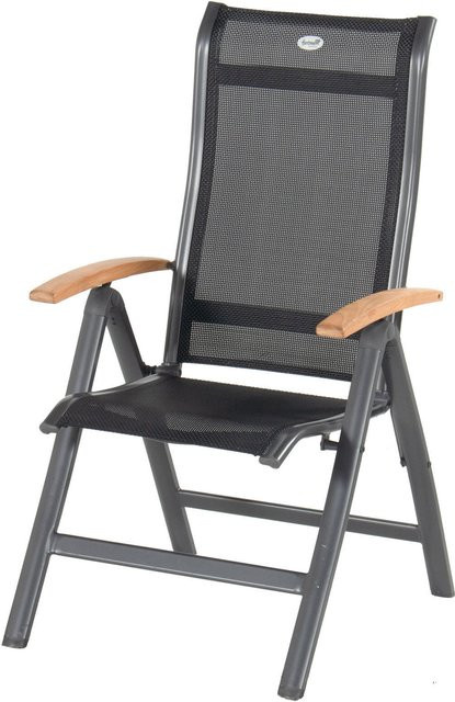 Hartmann Alice Klappstuhl in Xerix/Schwarz mit Teak-Armlehnen und Textilene-Bezug - Bild 1