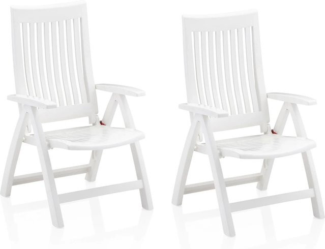 Kettler Gartensessel ROMA 2er Set Multipositionssessel aus Vollpolymer-Kunststoff in Weiss - Bild 1