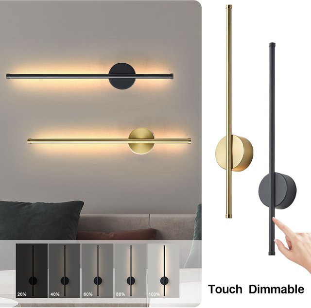 HAULVANG Nordic LED Wandlampe mit Touch-Schalter, dimmbar, Schwarz/Gold/Messing, Up-Down Wandleuchte für Küche, Esszimmer und Flur - Bild 1