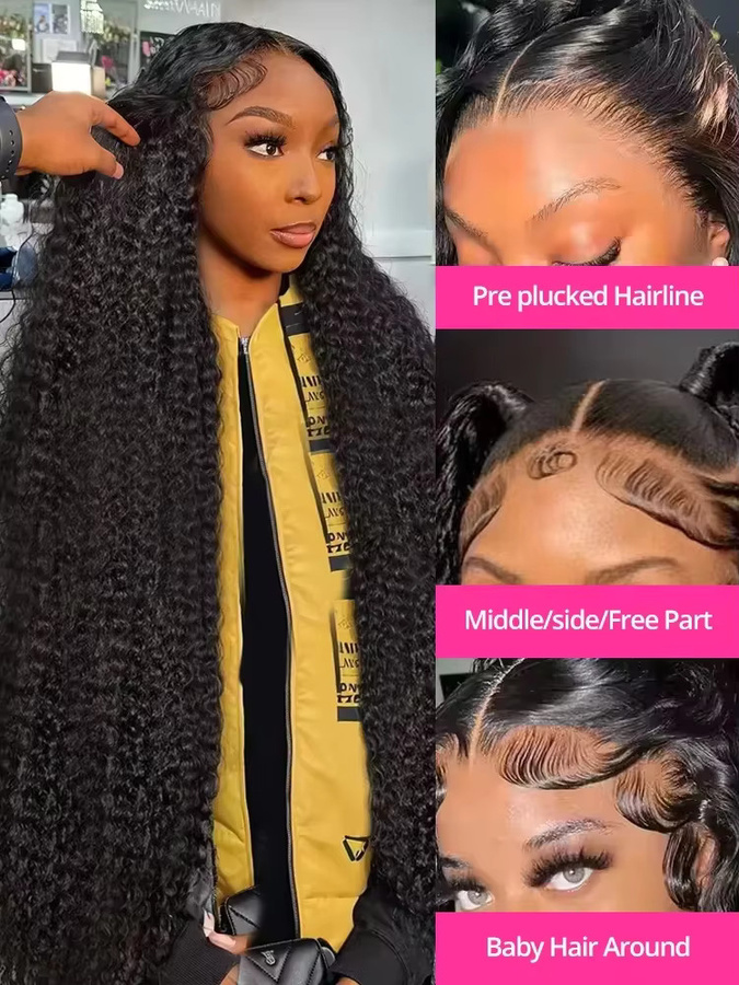 Sterly Deep Wave Echthaarperücke, 46 Zoll, HD transparente Spitze, 220% Dichte, Damen - Bild 4