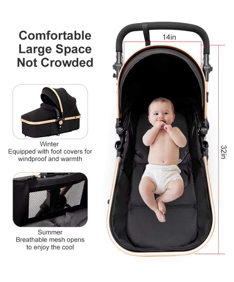 Magic ZC 3-in-1 Kinderwagen mit Autositz und Buggy, faltbares Reisesystem, Schwarz - Bild 5