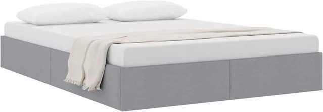 vidaXL Aufbewahrungsbett mit Matratze in Hellgrau, modernes Bett mit Lift-up-Funktion aus Stoff und Metall, B: 135 cm, T: 193 cm, H: 78 cm - Bild 1