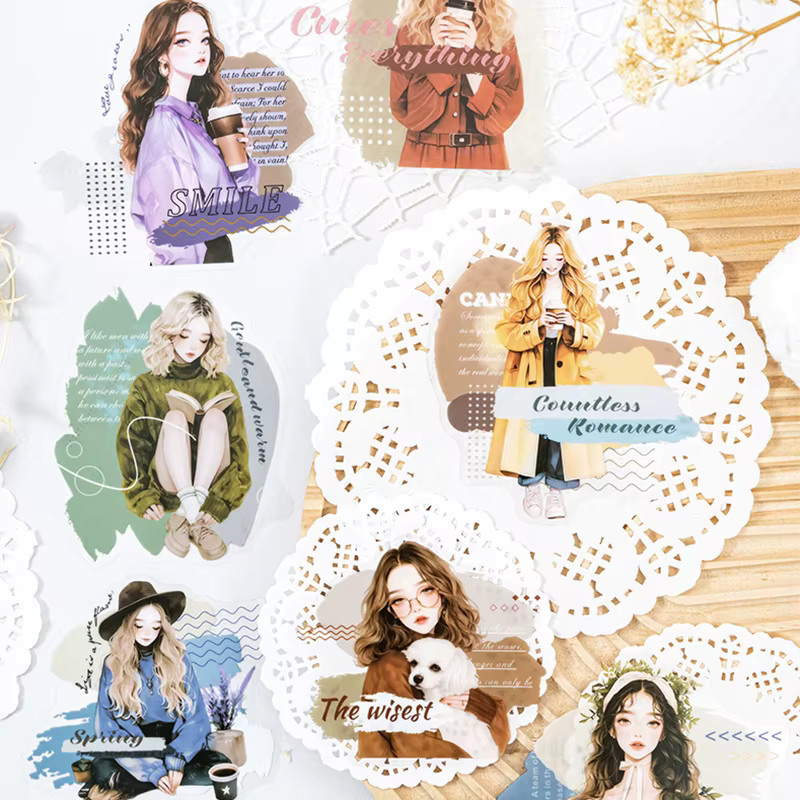 10 Blatt selbstklebende Aufkleber mit niedlichen Mädchen-Lifestyle- und Modedesigns in Multicolour für dein Tagebuch-DIY und Scrapbook-Deko - Bild 2