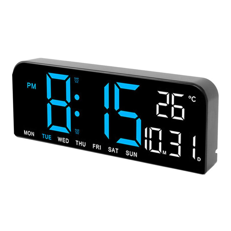 Tooarts Digitaler Wecker mit LED-Display, Wanduhr und Schreibtischuhr in Schwarz mit Temperatur-, Datums- und Wochenanzeige - Bild 5