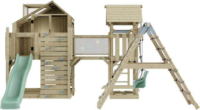 OutdoorToys Spielturm Bo mit Babyschaukel in Mintgrün und Multicolour aus Holz und Stahl - Bild 1