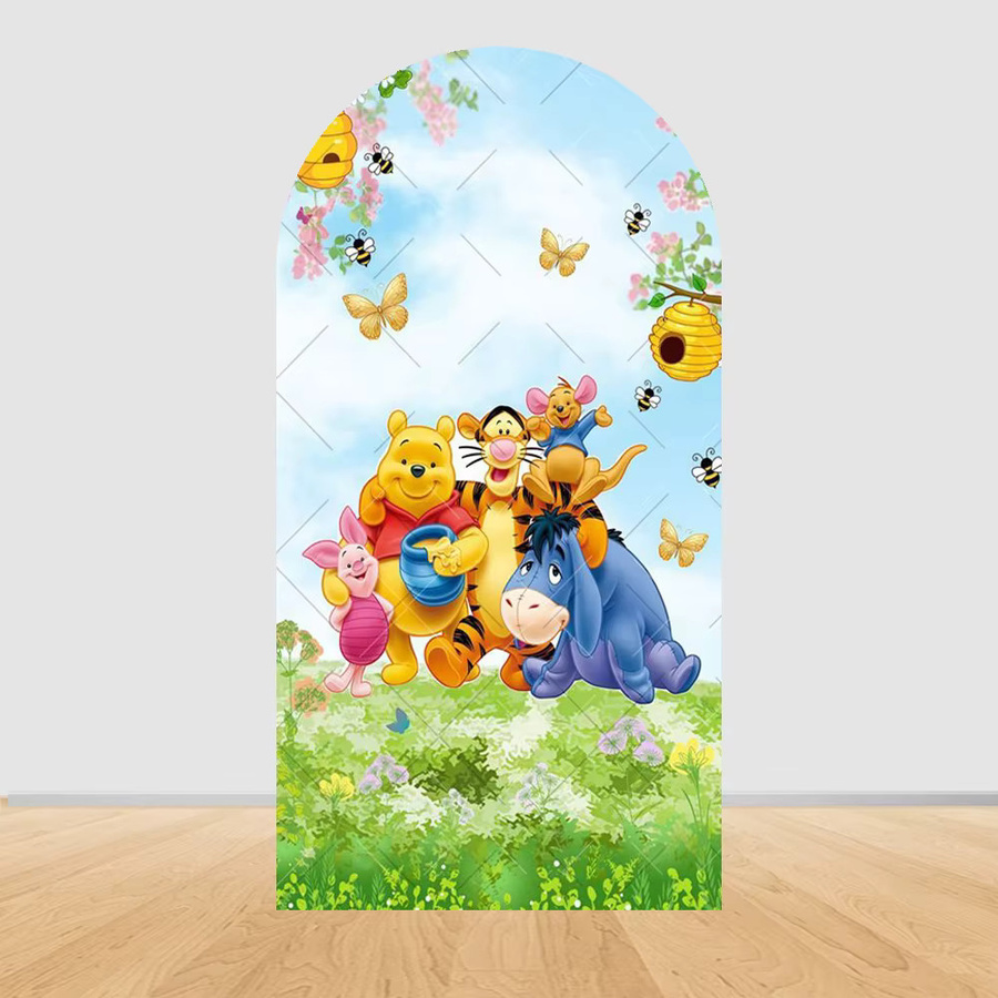 Potdemiel Winnie The Pooh Bogen-Hintergrundbezug aus elastischem Stoff, Mehrfarbig, Durchmesser: 50 cm - Bild 1